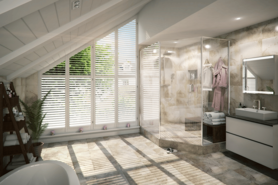 Bespoke Shape Bathroom Shutters
