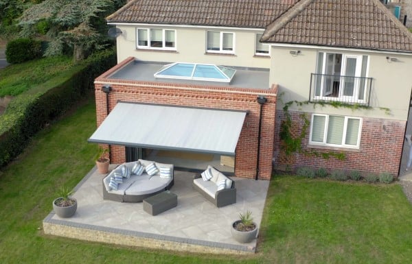 home with retractable awning