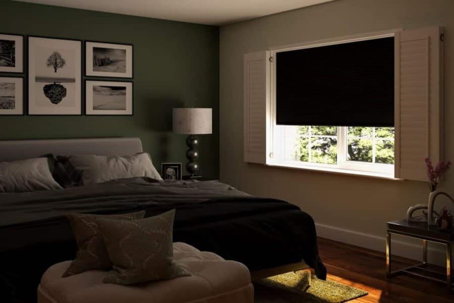 blackout blind dimming a bedroom