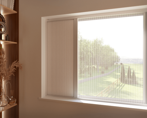 Blind screens installed in a home office