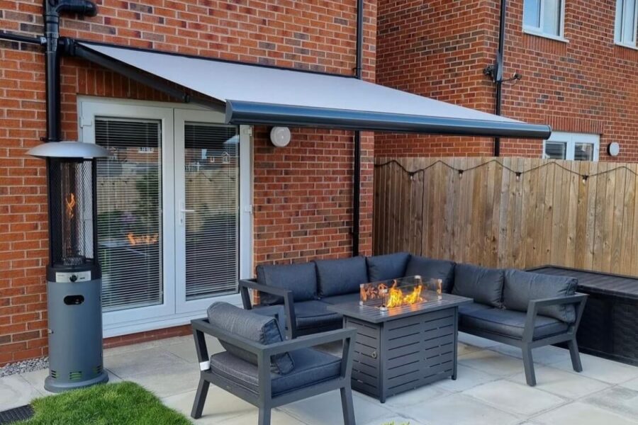 modern waterproof awning for a home garden and patio
