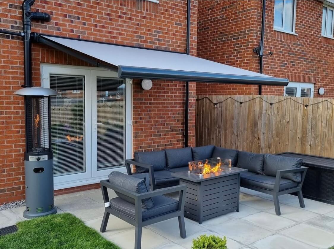 modern waterproof awning for a home garden and patio